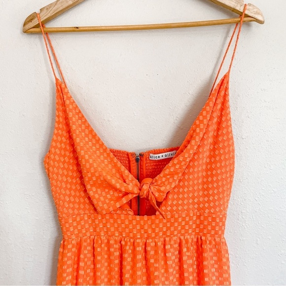 alice + oliva | Minka Tie Front Monarch Orange Tiered Maxi Dress - Picture 11 of 16